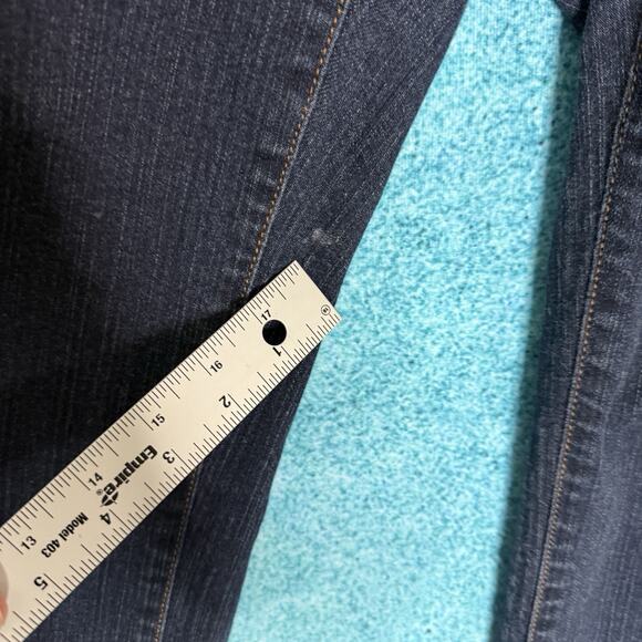 NYDJ Jeans Womens Sz 8 28x27 Straight Mid Rise Blue Stretch Denim Made In USA - Picture 7 of 15